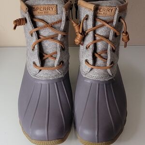 Sperry Gray and Tan Duck Boots